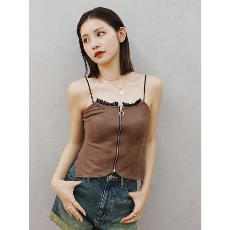 フェイクレザーキャミトップス[品番：MKSW0058162]｜EVRIS