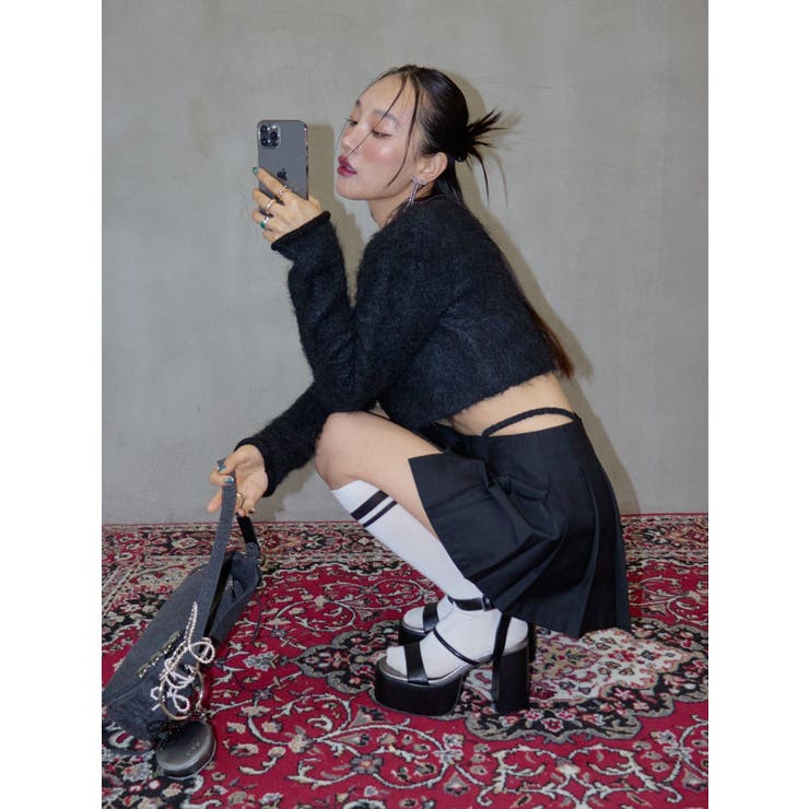 オープンウエストプリーツミニスカート | EVRIS | 詳細画像44 