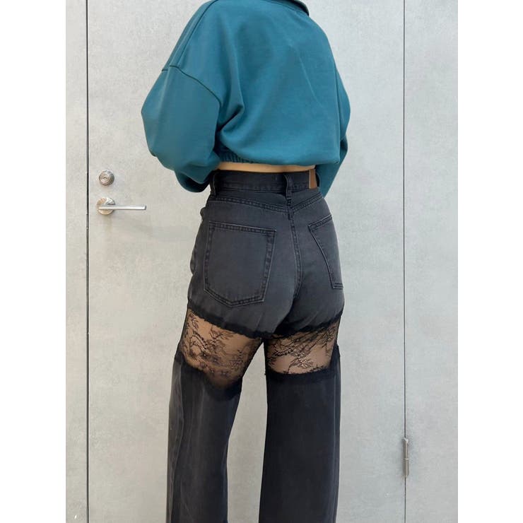 レースドッキングワイドデニムパンツ[品番：MKSW0058159]｜EVRIS