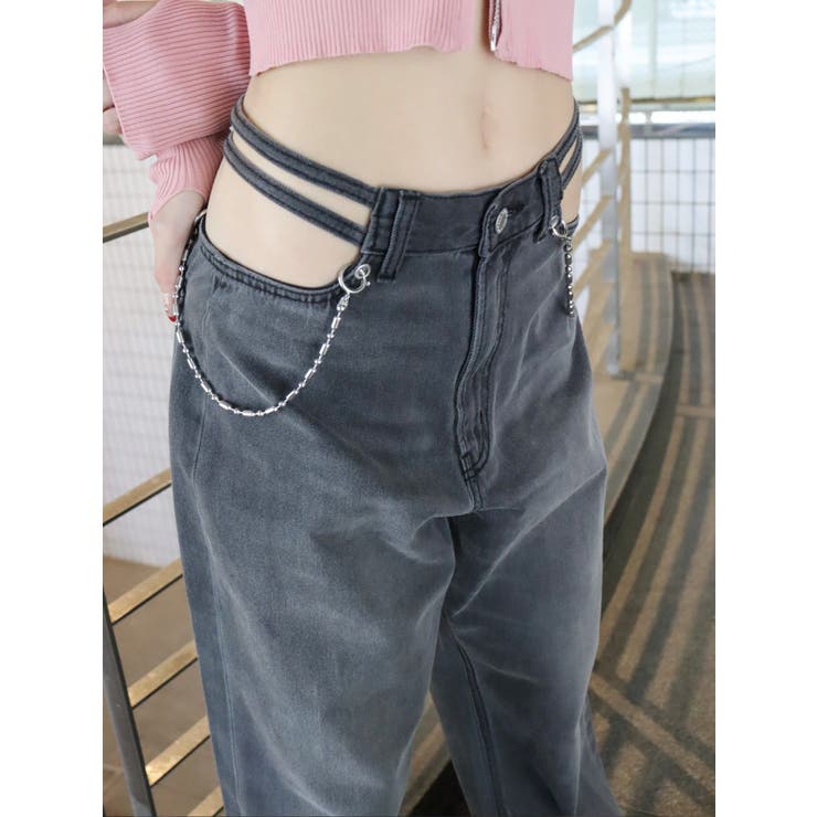ウエストチェーンワイドデニムパンツ[品番：MKSW0060054]｜EVRIS