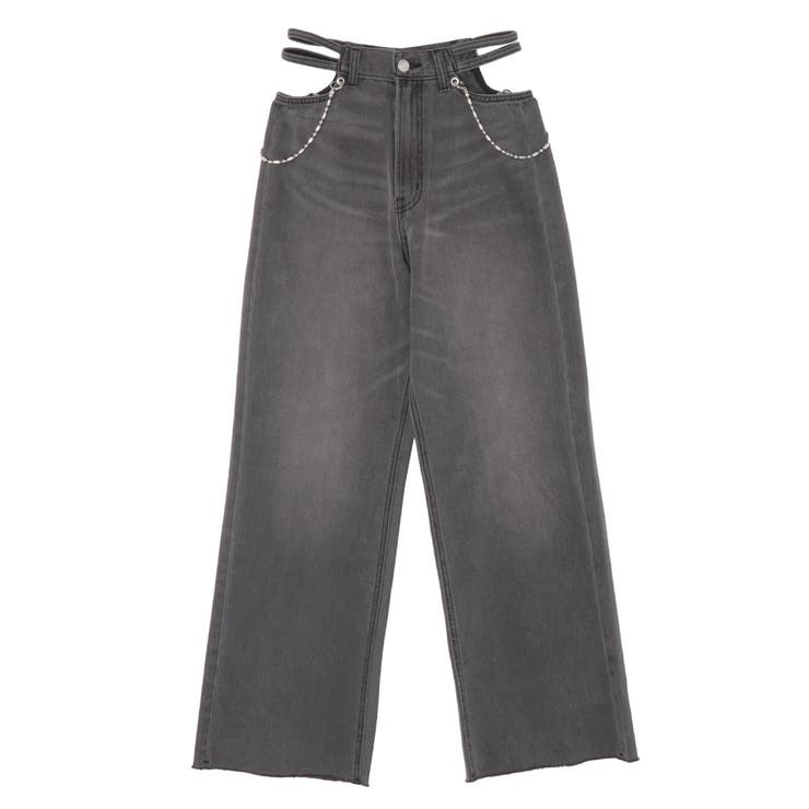 再入荷】シンプルワイドデニムパンツ ハイウエスト[品番