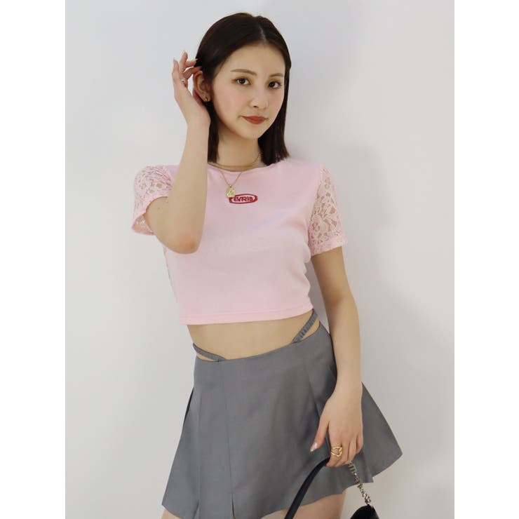 ワンポイントバックレースTシャツ | EVRIS | 詳細画像26 