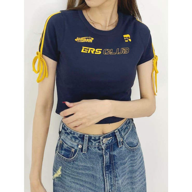 ラインリボングラフィックショートTシャツ[品番：MKSW0060063