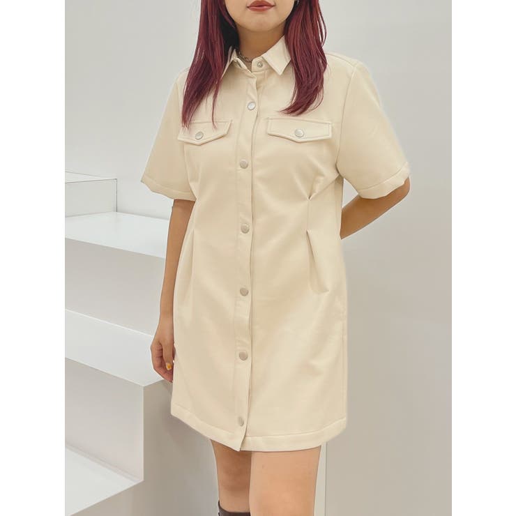 アイボリー | フェイクレザーミニワンピース | EVRIS