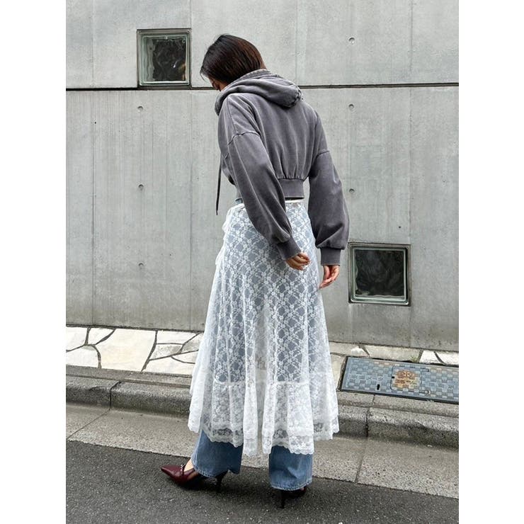ミッソーニレディースレースロングタイトスカート♡新品未使用♡裾がふわふわ♡③ mimigrant タイトスカート ロング丈ストレッチレース sk031a-01