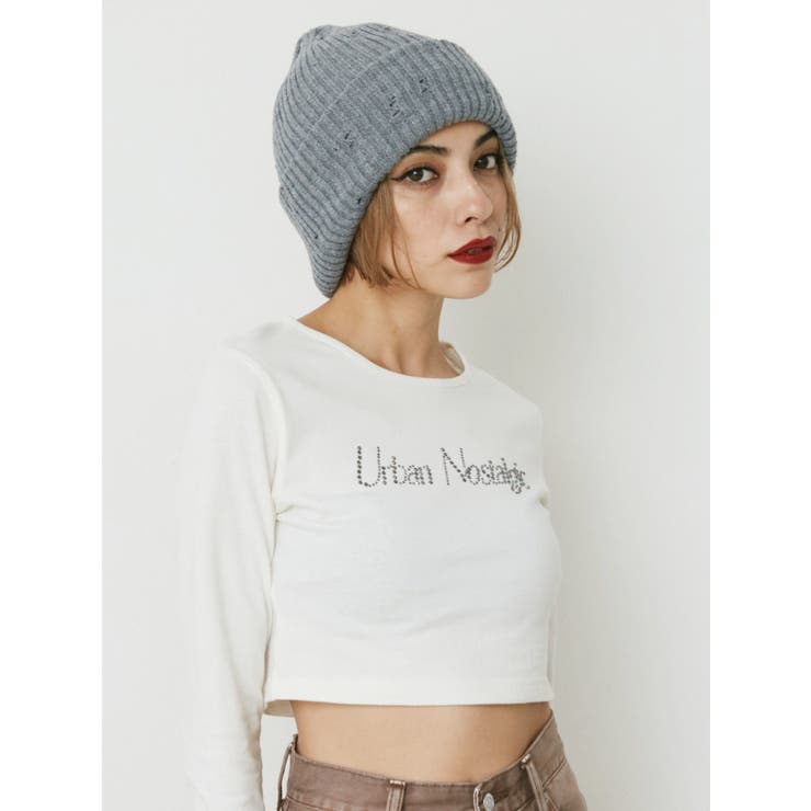 グレー | ダメージニット帽 | EVRIS