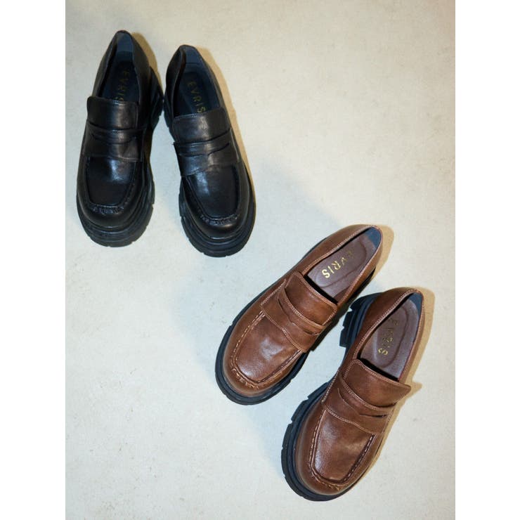 ブラック | vintage プラットフォームローファー | EVRIS