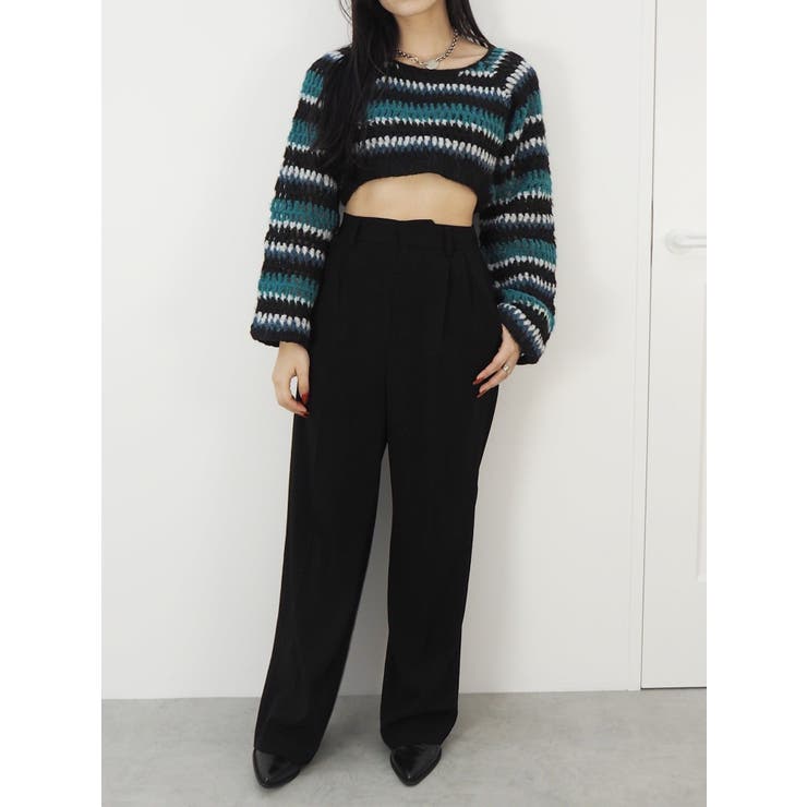 ボーダーメッシュショートニットトップス | EVRIS | 詳細画像14 