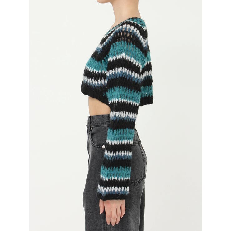 ボーダーメッシュショートニットトップス | EVRIS | 詳細画像19 