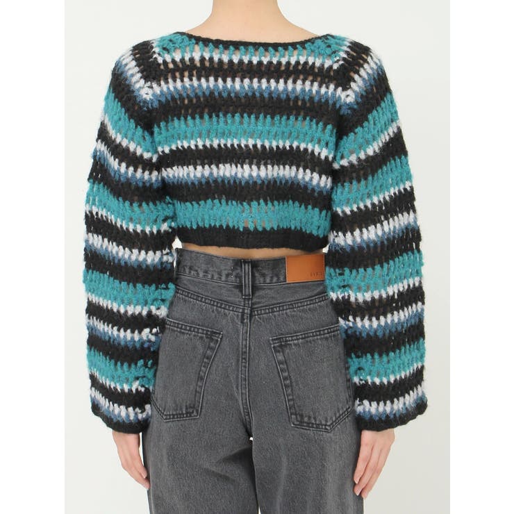 ボーダーメッシュショートニットトップス | EVRIS | 詳細画像20 