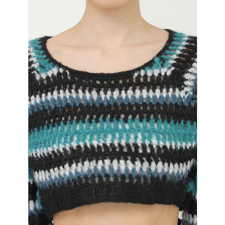 ボーダーメッシュショートニットトップス | EVRIS | 詳細画像21 