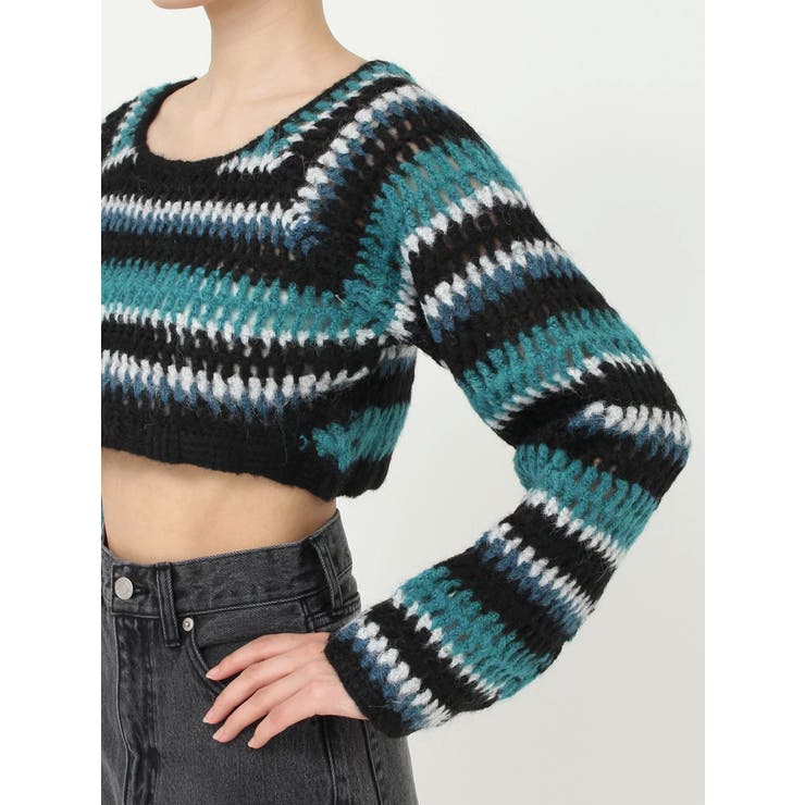 ボーダーメッシュショートニットトップス | EVRIS | 詳細画像22 