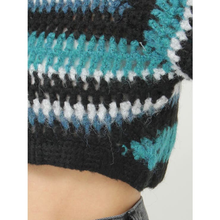 ボーダーメッシュショートニットトップス | EVRIS | 詳細画像23 