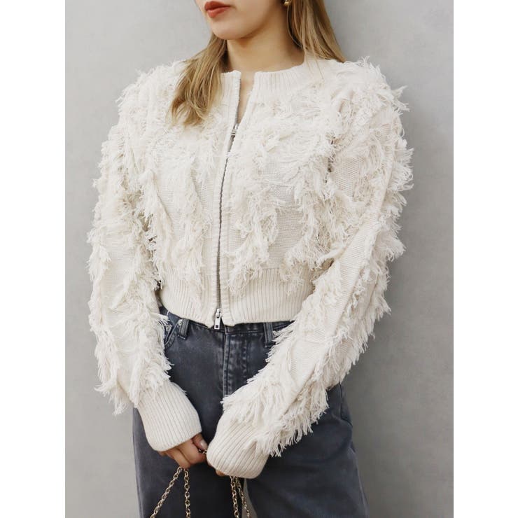 フリンジニットショートカーディガン | EVRIS | 詳細画像14 