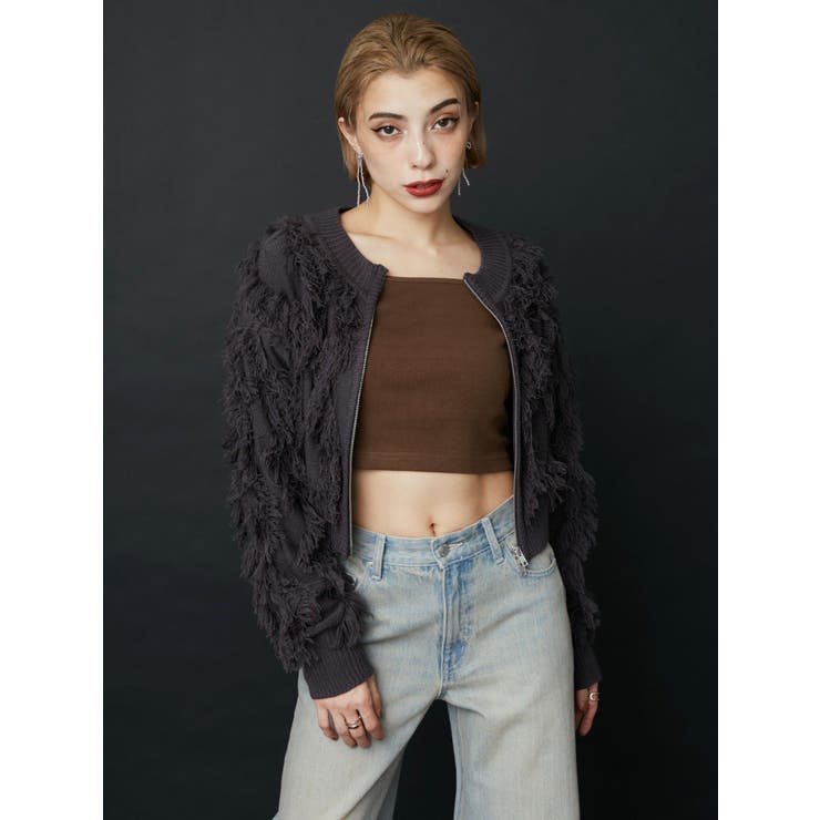 フリンジニットショートカーディガン | EVRIS | 詳細画像4 