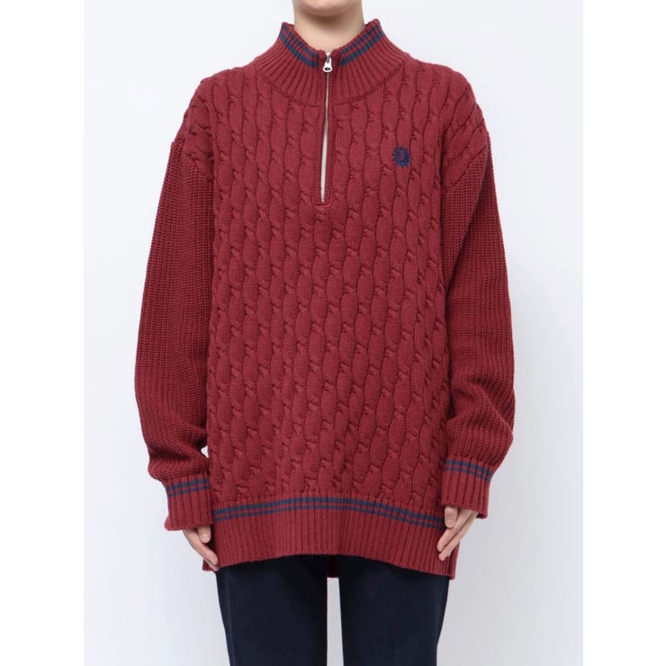 Loose ルース　セット販売　トレンチコート　ハーフジップニット ハーフジップニット ニット レディース 長袖 セーター 送料無料
