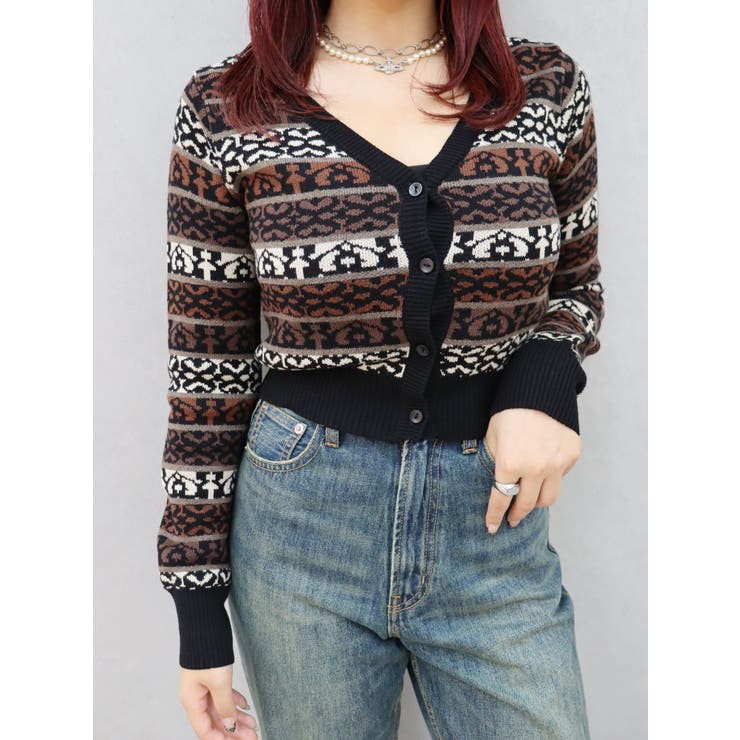 オリジナルジャガードショートニットカーディガン | EVRIS | 詳細画像12 