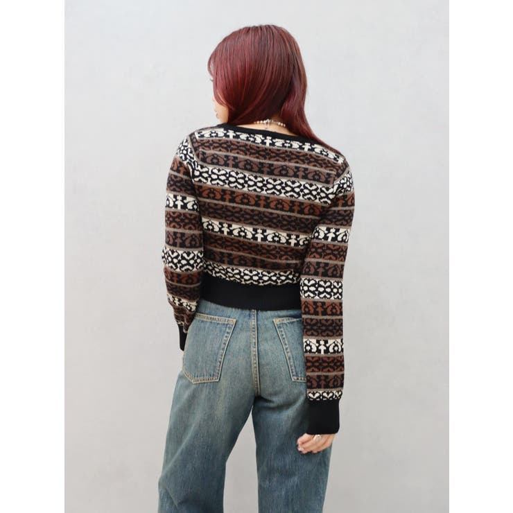 オリジナルジャガードショートニットカーディガン | EVRIS | 詳細画像15 