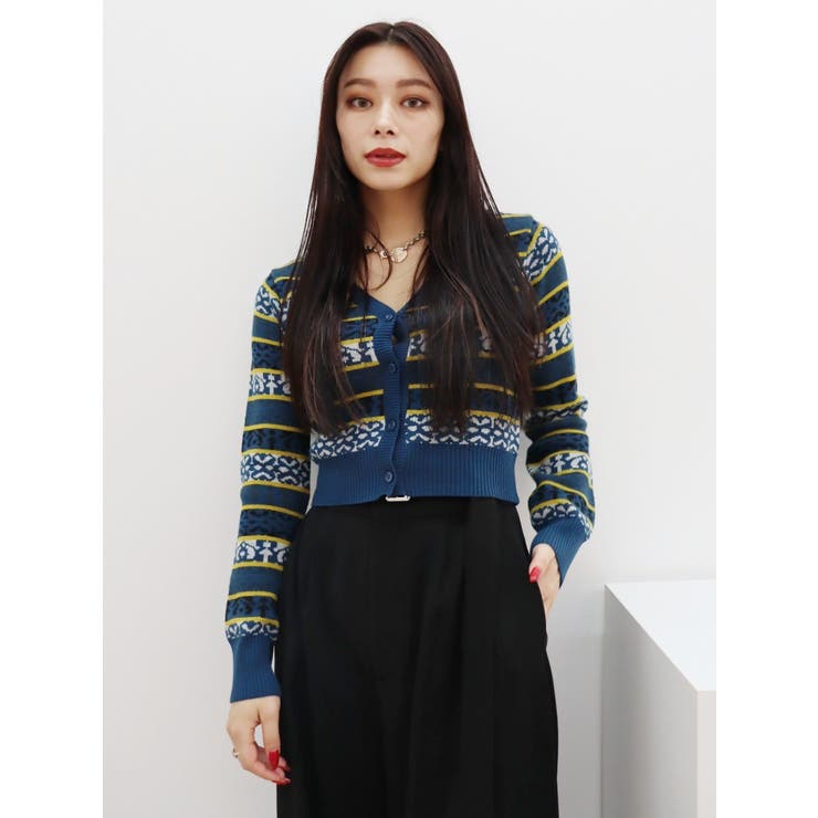 オリジナルジャガードショートニットカーディガン | EVRIS | 詳細画像7 