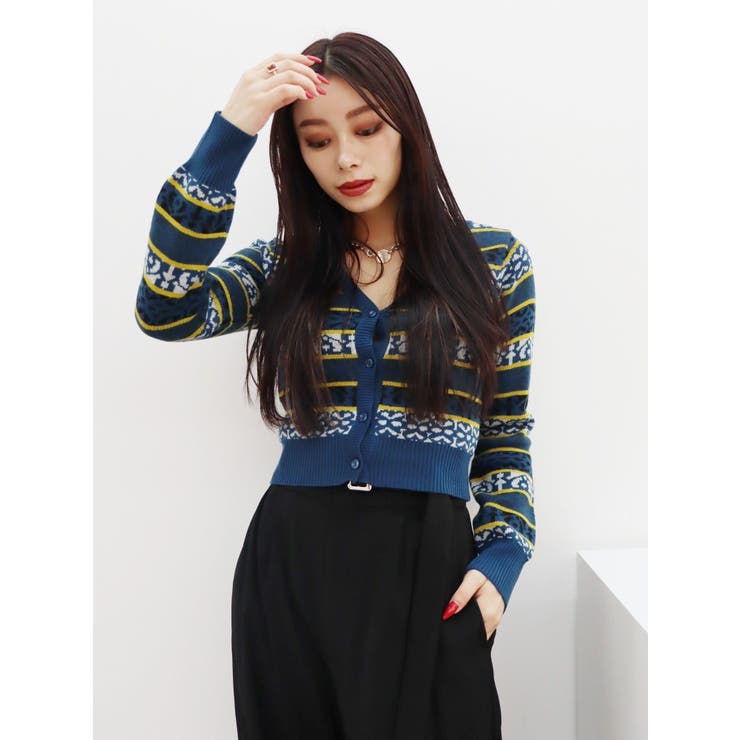 オリジナルジャガードショートニットカーディガン | EVRIS | 詳細画像8 