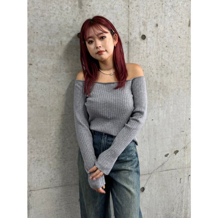 エムズミニリボン付ニット(黒) GT5003G リブレース襟付きニット