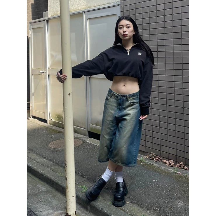 ロゴラインハーフジップショートスウェットトップス【セットアップ着用可能】 | EVRIS | 詳細画像13 