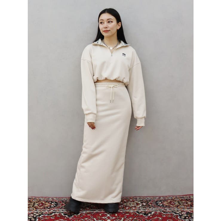 ロゴラインハーフジップショートスウェットトップス【セットアップ着用可能】 | EVRIS | 詳細画像21 