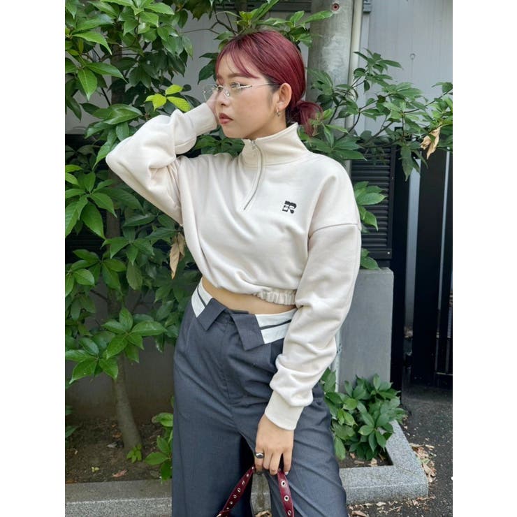 ロゴラインハーフジップショートスウェットトップス【セットアップ着用可能】 | EVRIS | 詳細画像22 