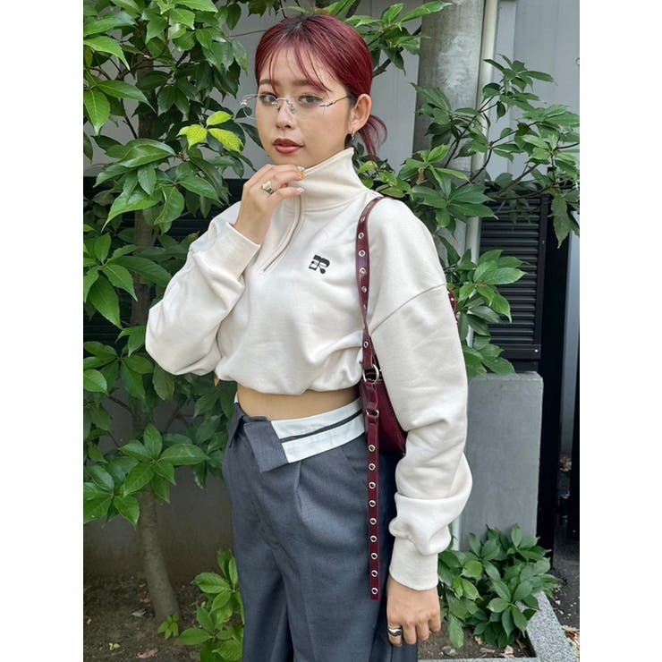 ロゴラインハーフジップショートスウェットトップス【セットアップ着用可能】 | EVRIS | 詳細画像24 