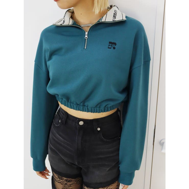 ロゴラインハーフジップショートスウェットトップス【セットアップ着用可能】 | EVRIS | 詳細画像28 