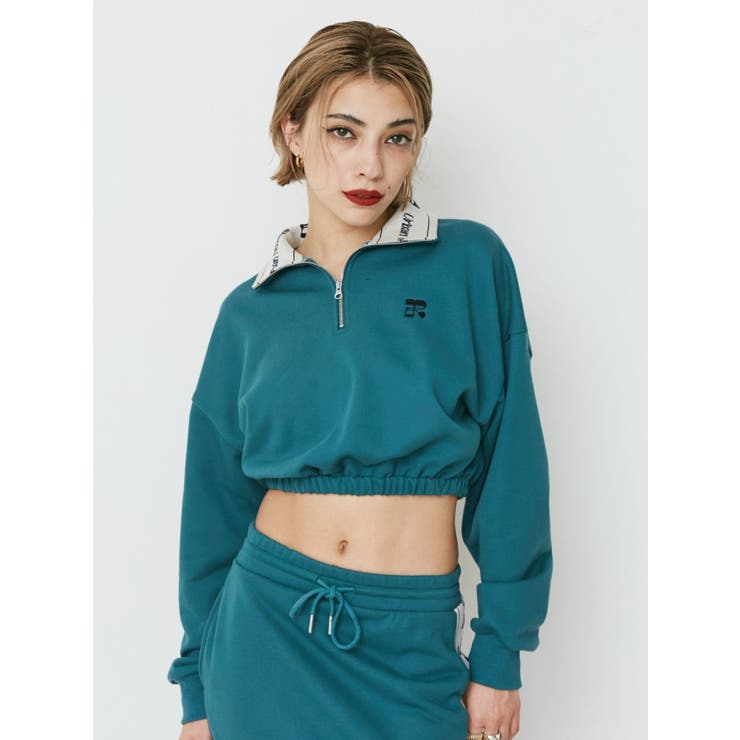 ロゴラインハーフジップショートスウェットトップス【セットアップ着用可能】 | EVRIS | 詳細画像3 