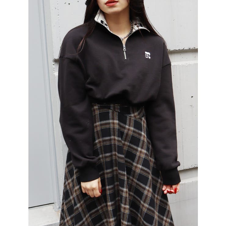 ロゴラインハーフジップショートスウェットトップス【セットアップ着用可能】 | EVRIS | 詳細画像7 