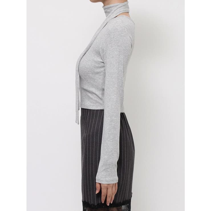 チョーカーリボン付リブトップス[品番：MKSW0060084]｜EVRIS（エブリス