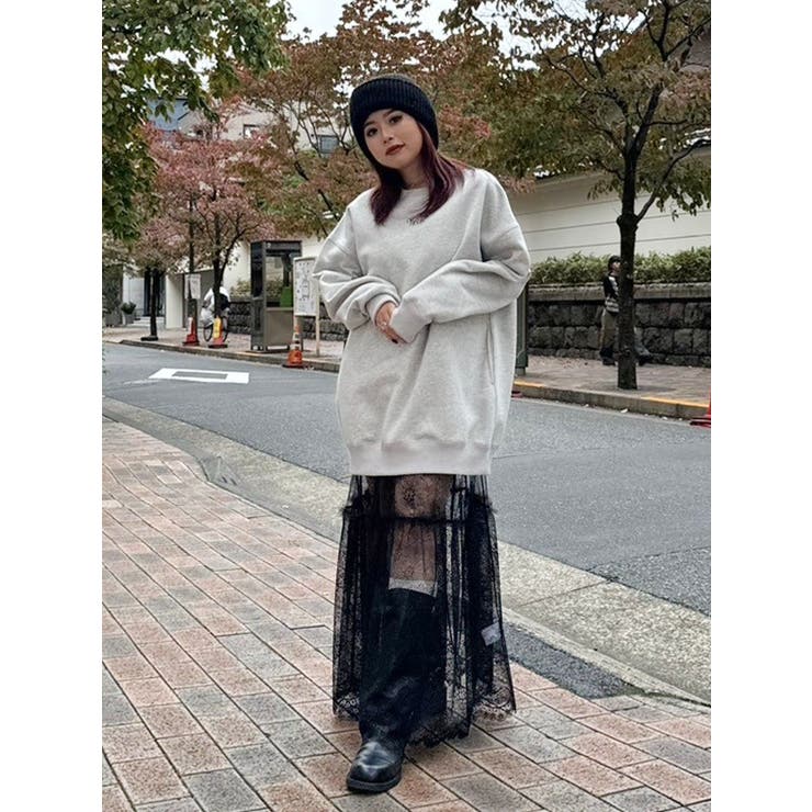 レースコンビロングキャミワンピース[品番：MKSW0060094]｜EVRIS