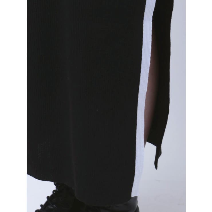ラインデザインニットロングワンピース[品番：MKSW0061449