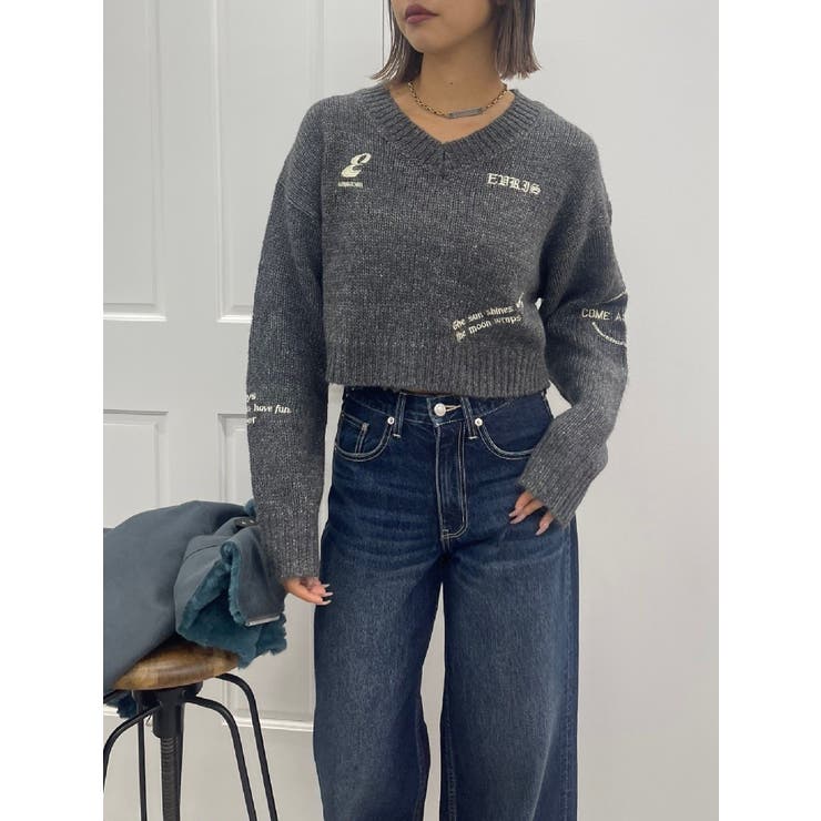 Embroideryニットトップス[品番：MKSW0060114]｜EVRIS（エブリス