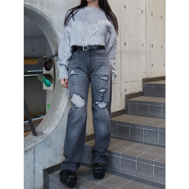 カラーシャギークロップドニットトップス | EVRIS | 詳細画像24 