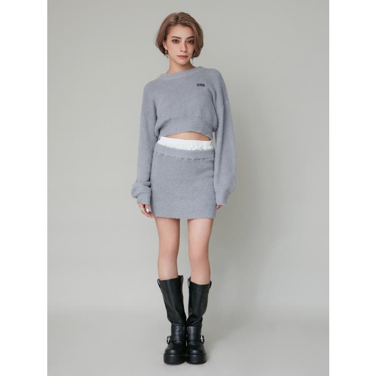 ダブルウエストファンシーヤーンミニスカート【セットアップ着用可能】 | EVRIS | 詳細画像5 