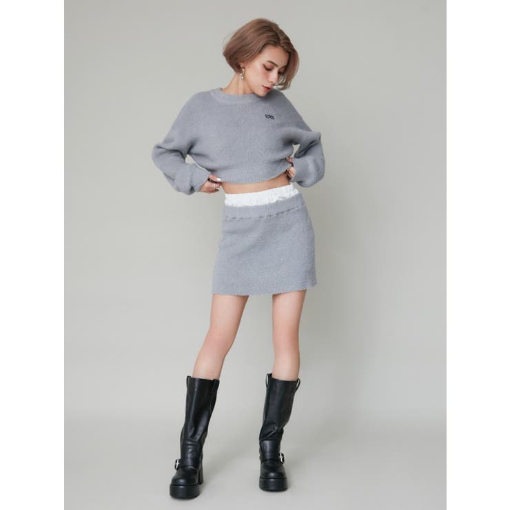 ダブルウエストファンシーヤーンミニスカート【セットアップ着用可能】 | EVRIS | 詳細画像6 