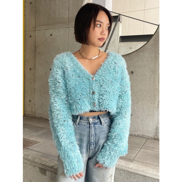古着ヴィンテージ レイヤードフリルカーディガン パール 短丈 フェアリーグランジ VINTAGE - 古着ヴィンテージ レイヤードフリルカーディガン