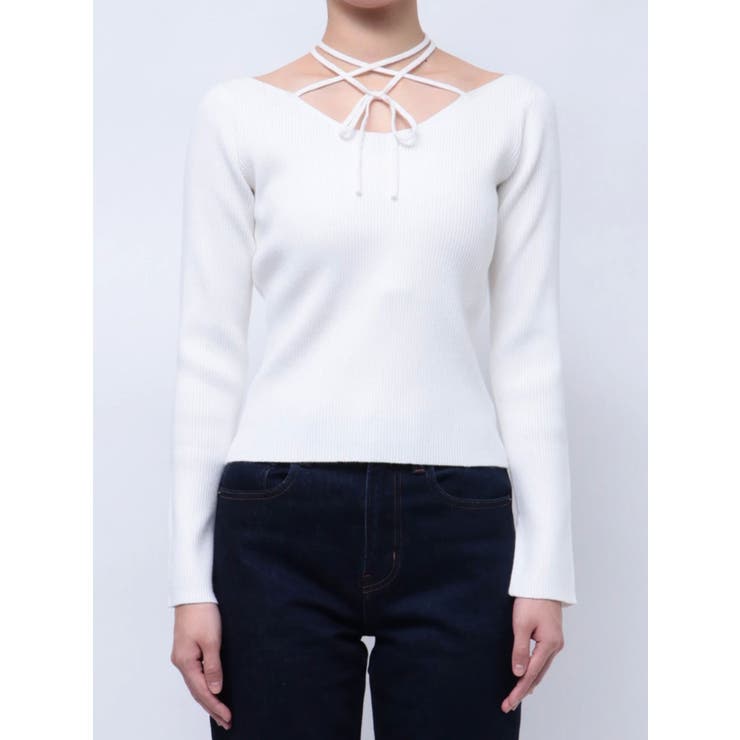 vanです 美品　クリスセーリンの￼上品なトップス チョーカーネックニットトップス[品番：MKSW0062519]｜EVRIS