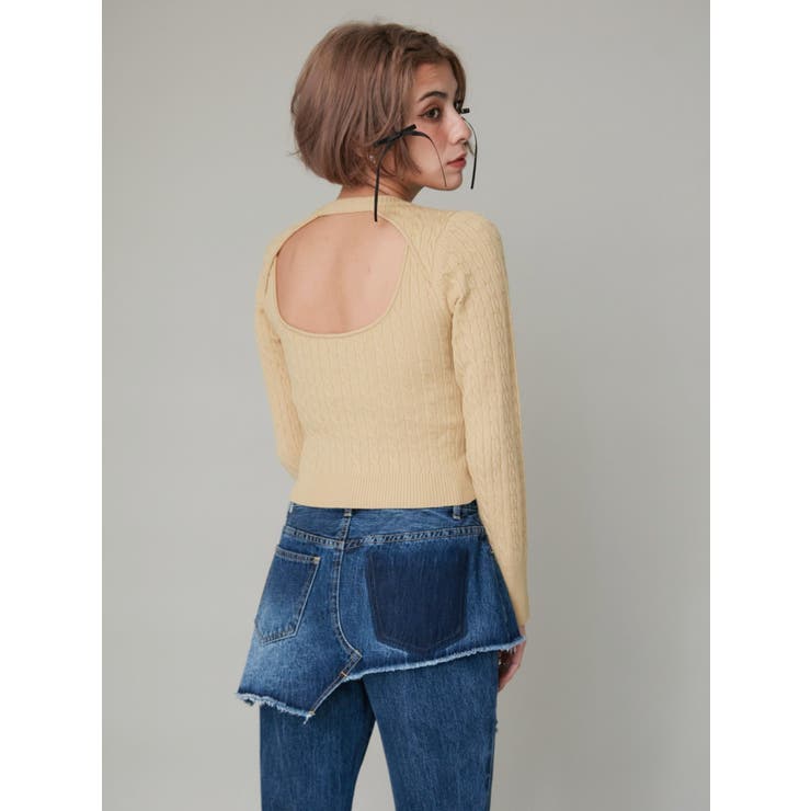 ワンポイントバックオープンケーブルニット | EVRIS | 詳細画像10 