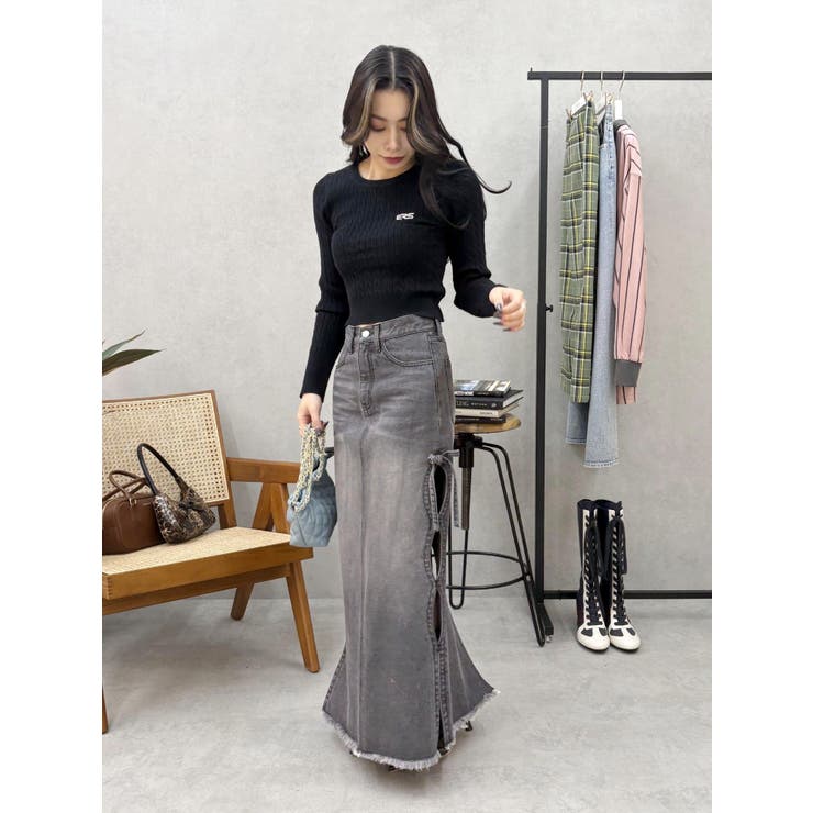 ワンポイントバックオープンケーブルニット | EVRIS | 詳細画像16 