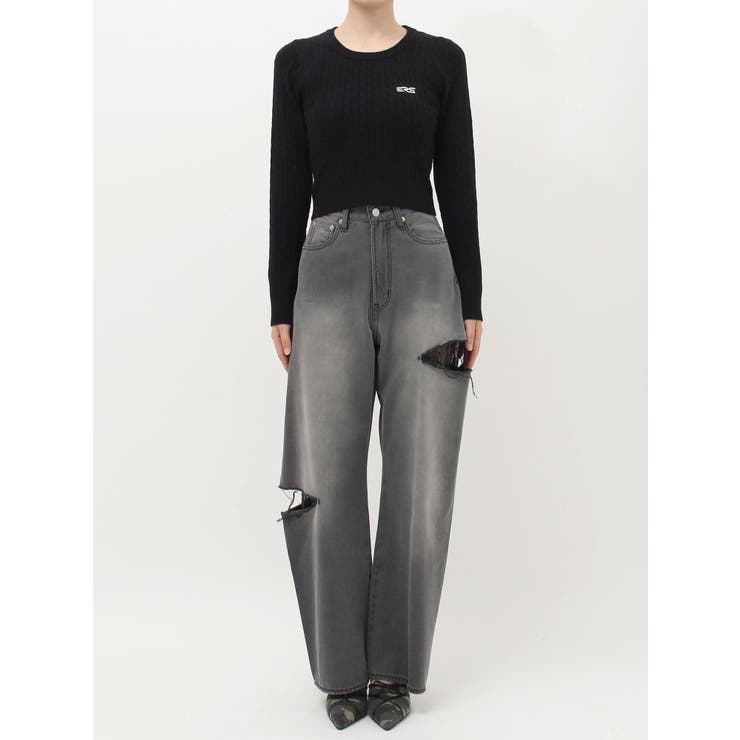 ワンポイントバックオープンケーブルニット | EVRIS | 詳細画像32 