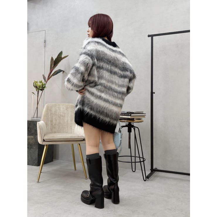 ソフトシャギーボーダーニットカーディガン | EVRIS | 詳細画像10 