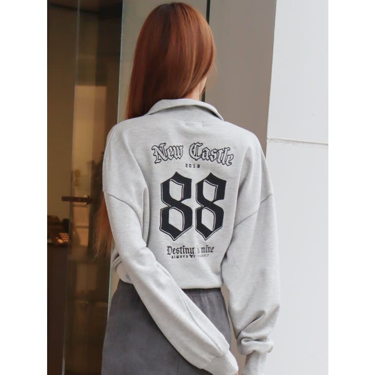 ナンバリングハーフZIPスウェットトップス | EVRIS | 詳細画像1 