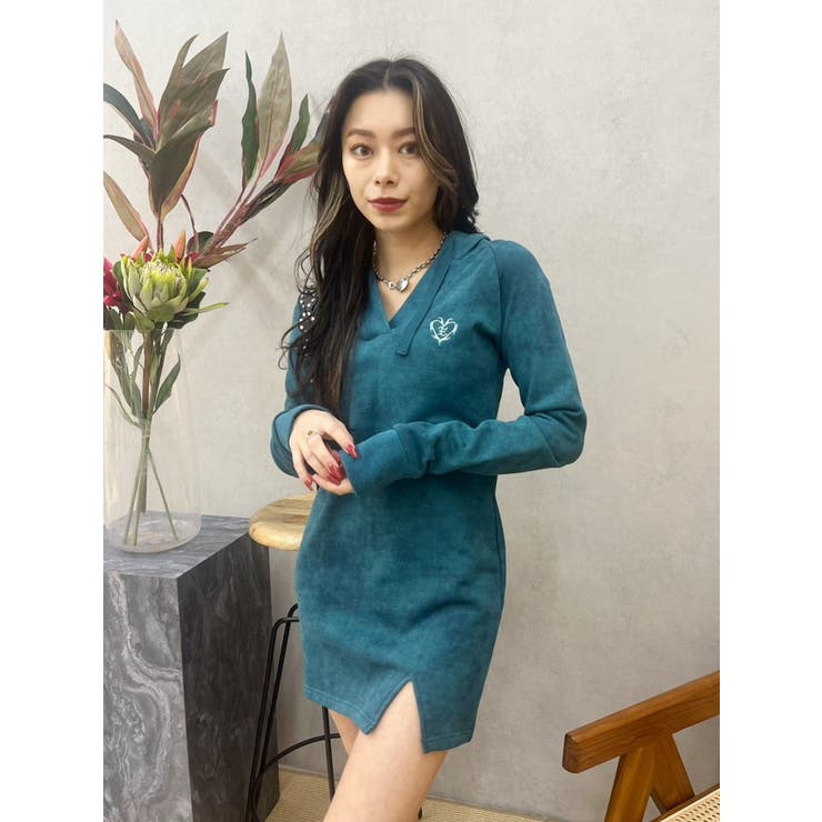 ブルー | スウェットミニワンピース | EVRIS