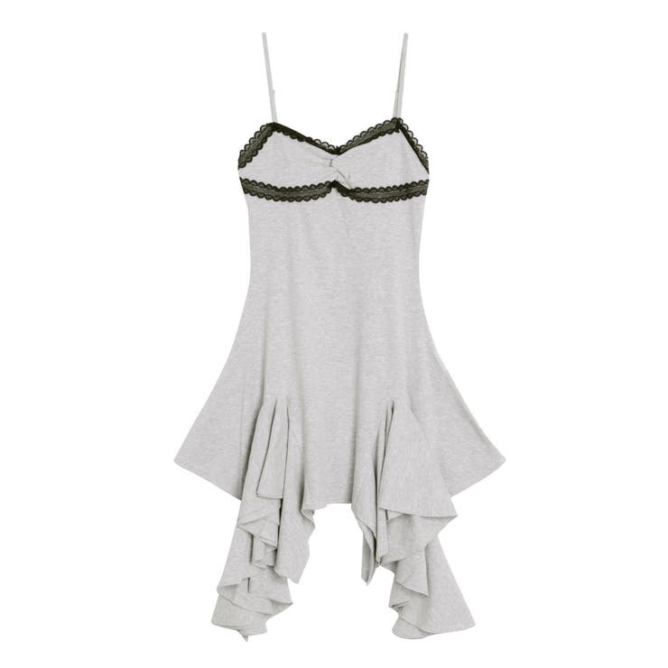 レースドッキングアシンメトリーミニワンピース | EVRIS | 詳細画像48 