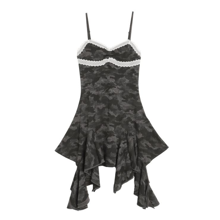 レースドッキングアシンメトリーミニワンピース | EVRIS | 詳細画像49 