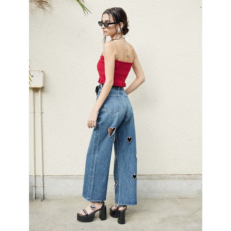 EVRIS ハートカッティングワイドデニムパンツ ハートカッティングワイドデニムパンツ（デニムパンツ）｜EVRIS
